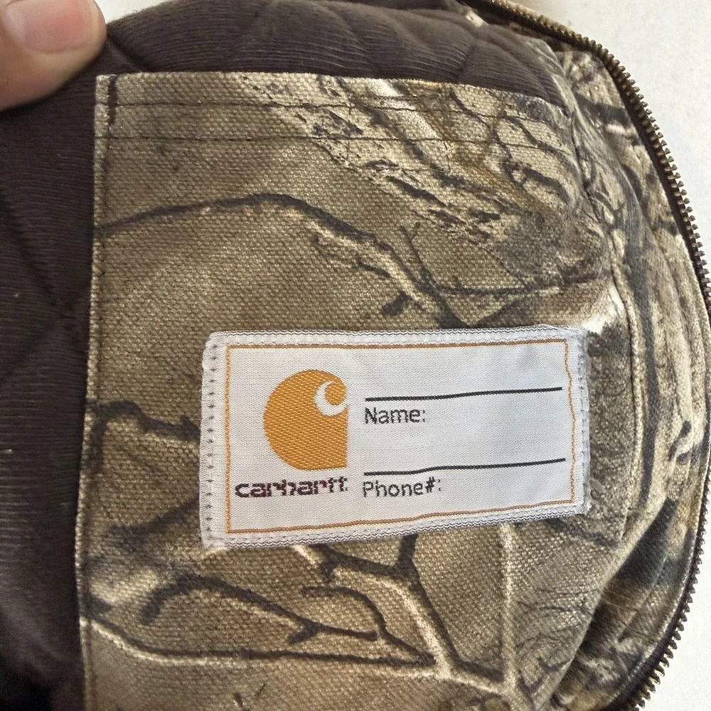 Carhartt Jacket Kids 6 Brown Camo Canvas Hooded Full Zip Insulated Hunting Warm